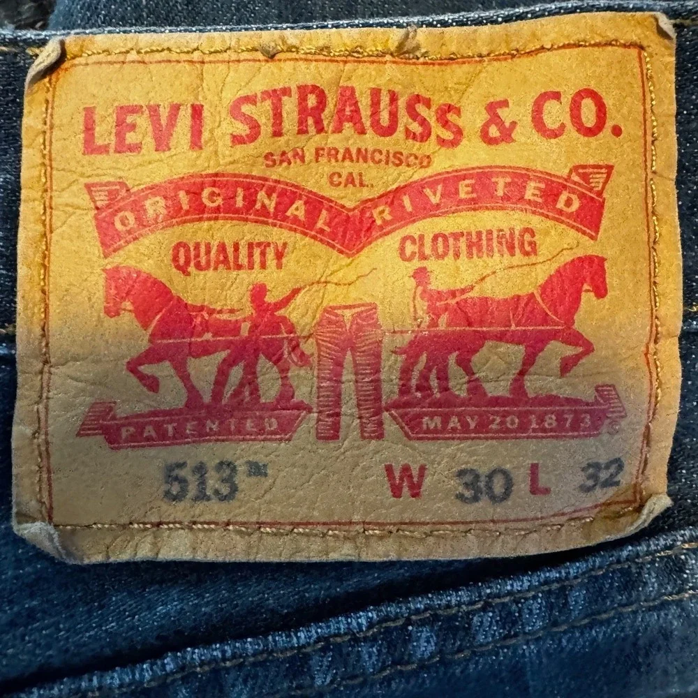 Levis 513 Straight Leg Jeans Men's 30X32 Dark‎ Wash Denim Western Cowboy Landman